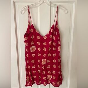 Brandy Melville Red Floral Slip Dress Spaghetti Strap Size Small